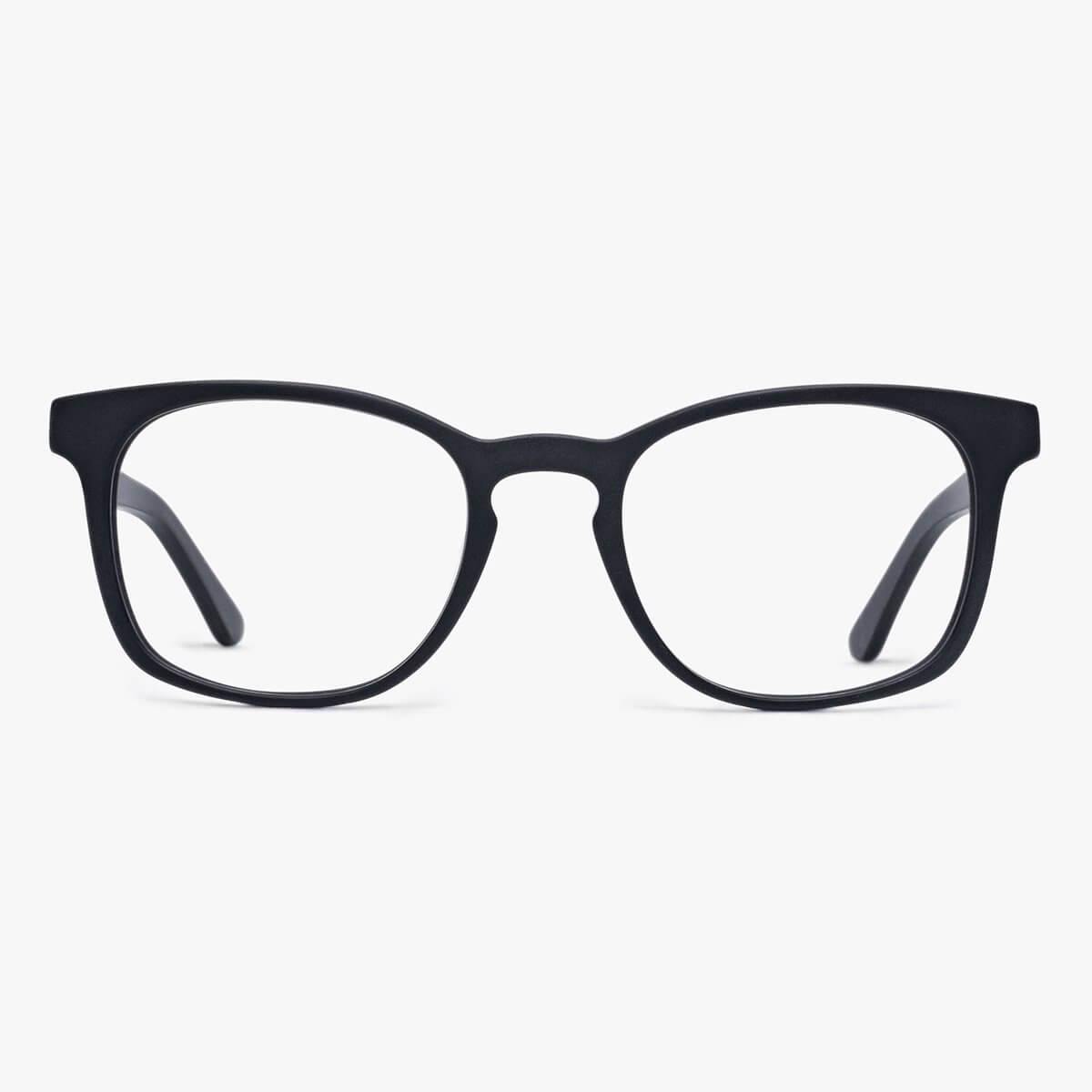 Luxreaders stylish Bornholm Black Reading glasses. Made from Acetate in a Square shape.