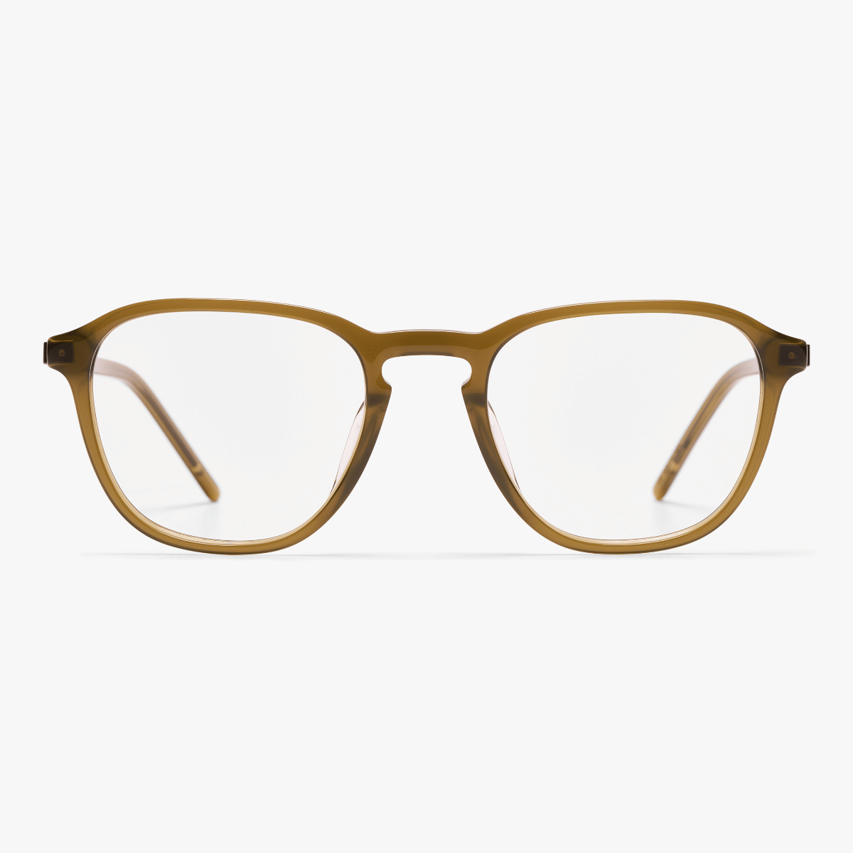 Luxreaders stylish Rønne Shiny Olive Reading glasses. Made from Titanium in a Square shape.