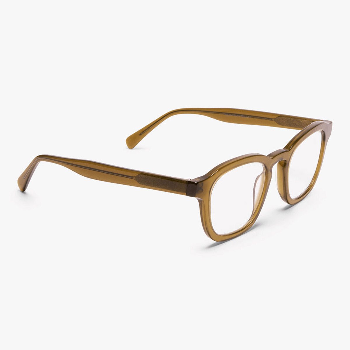 Luxreaders stylish Women's Reykjavik Shiny Olive Reading glasses. Made from Bio-acetate in a Square shape.