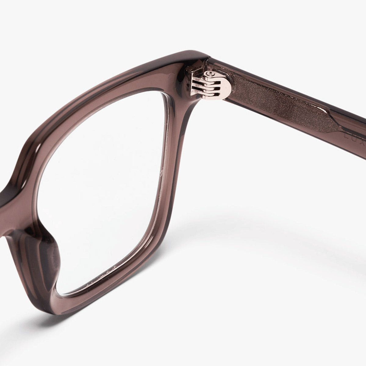 Luxreaders stylish Tisvilde Crystal Grey Reading glasses. Made from Bio-acetate in a Square shape.