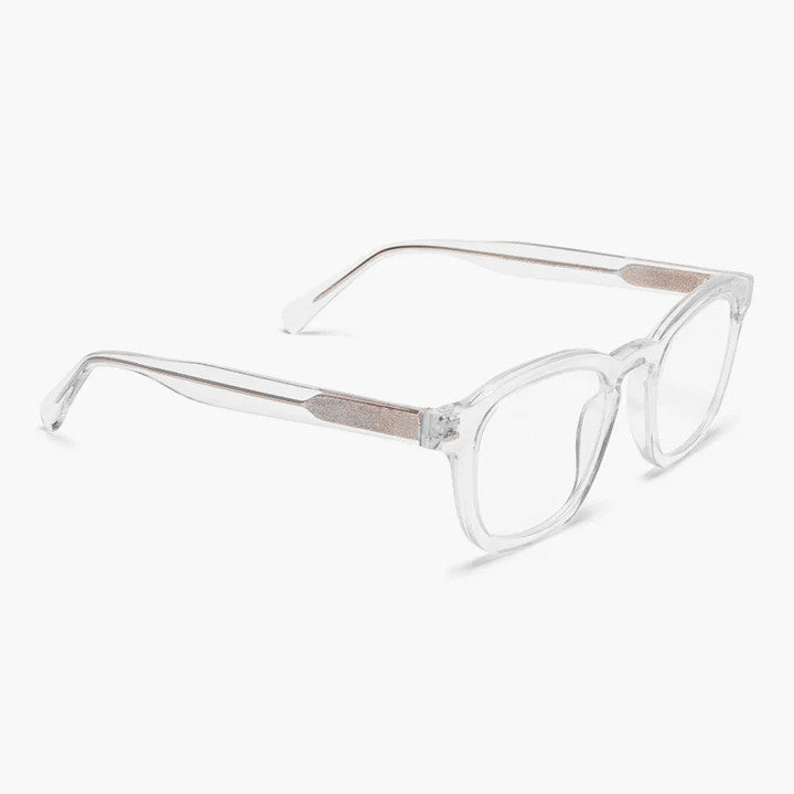 Luxreaders stylish Women's Reykjavik Crystal White Reading glasses. Made from Bio-acetate in a Square shape.