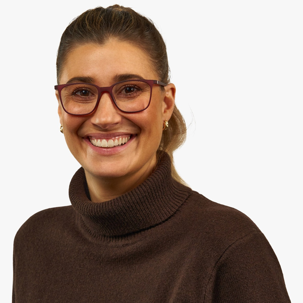 Luxreaders stylish Women's Fyn Red Reading glasses. Made from Rubber in a Square shape.