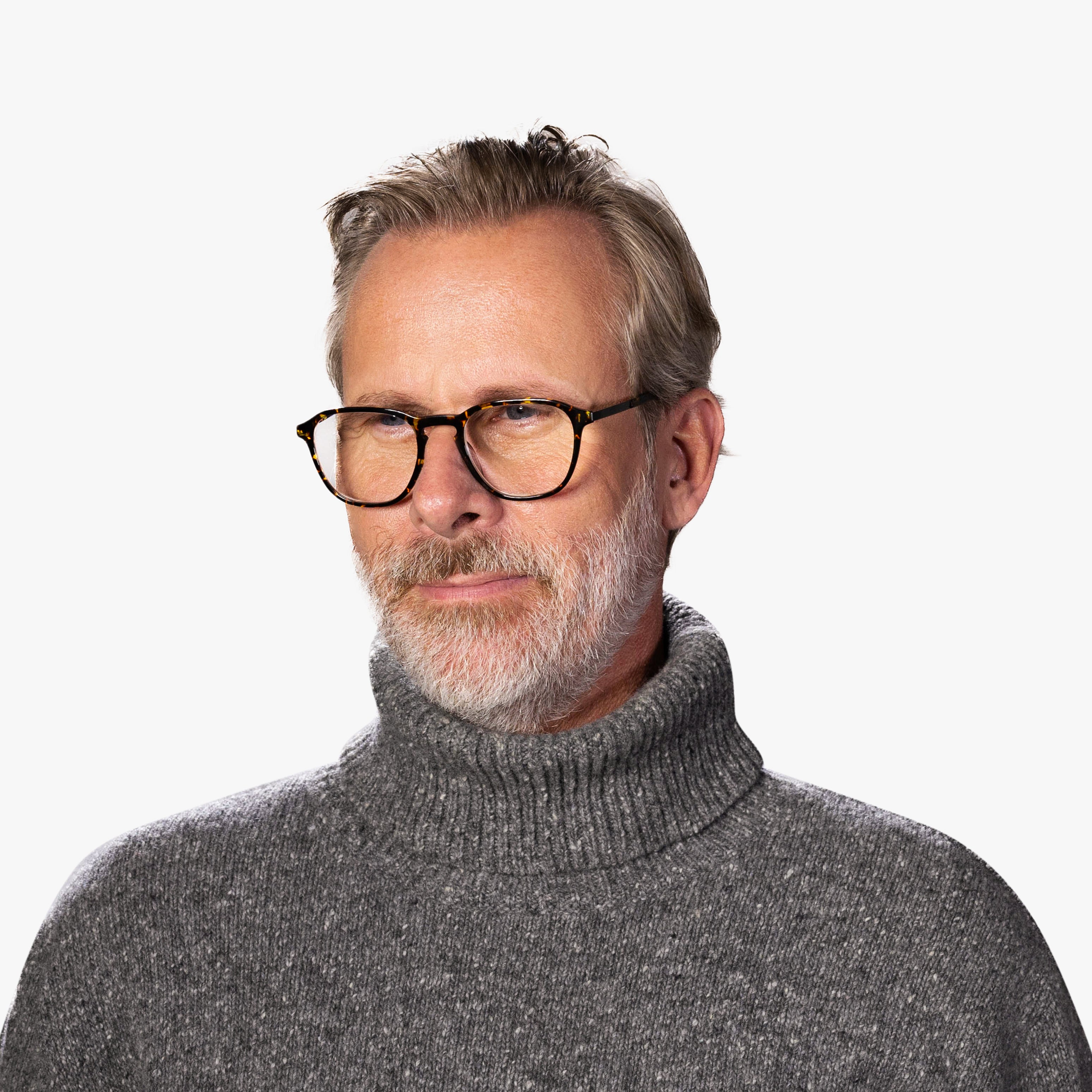 Luxreaders stylish Men's Rønne Dark Turtle Reading glasses. Made from Titanium in a Square shape.