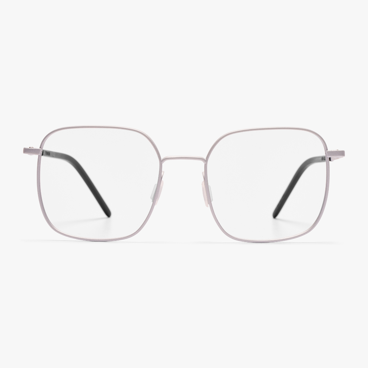 Square silver reading glasses with thin metal frame