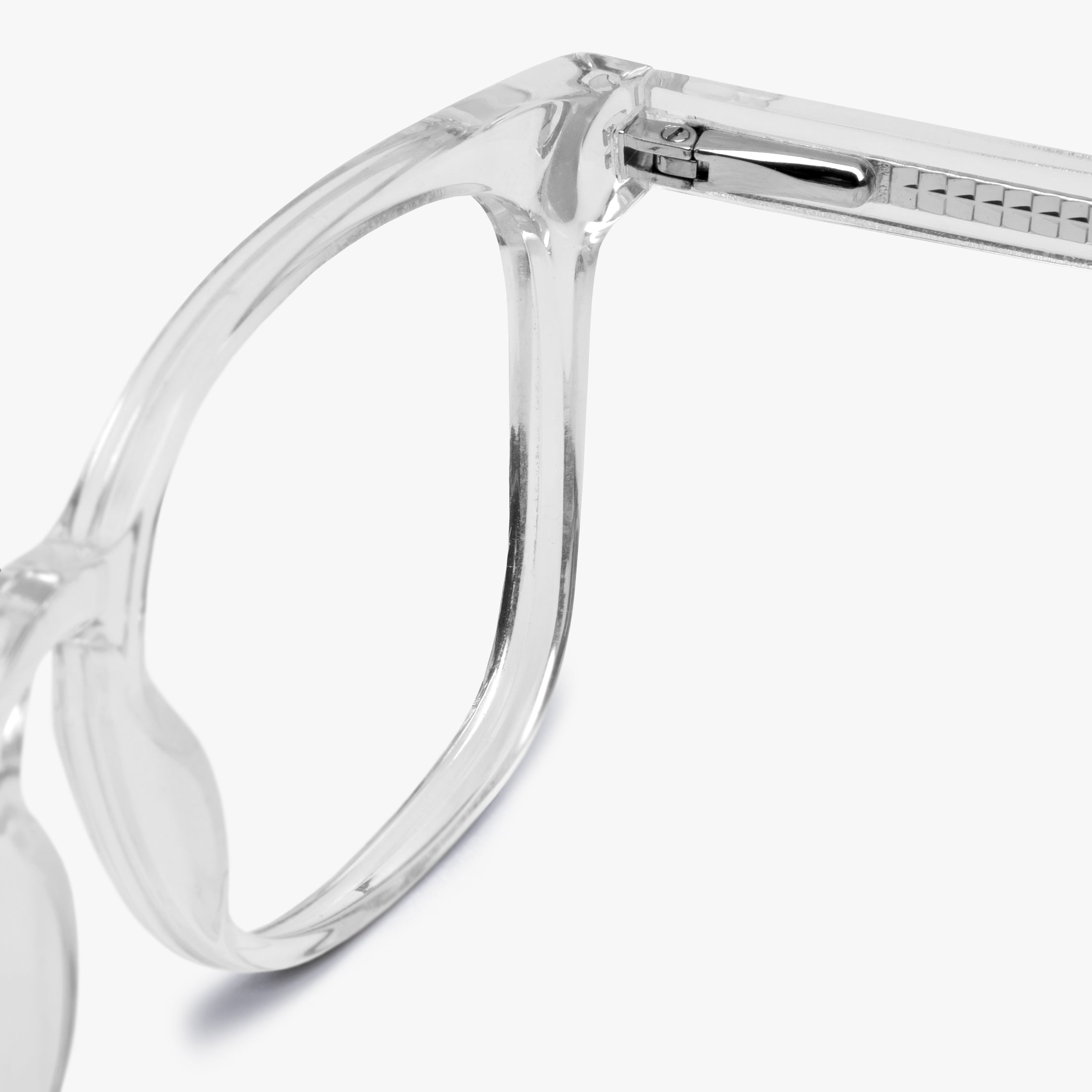 Close-up of Bornholm Crystal White glasses hinge