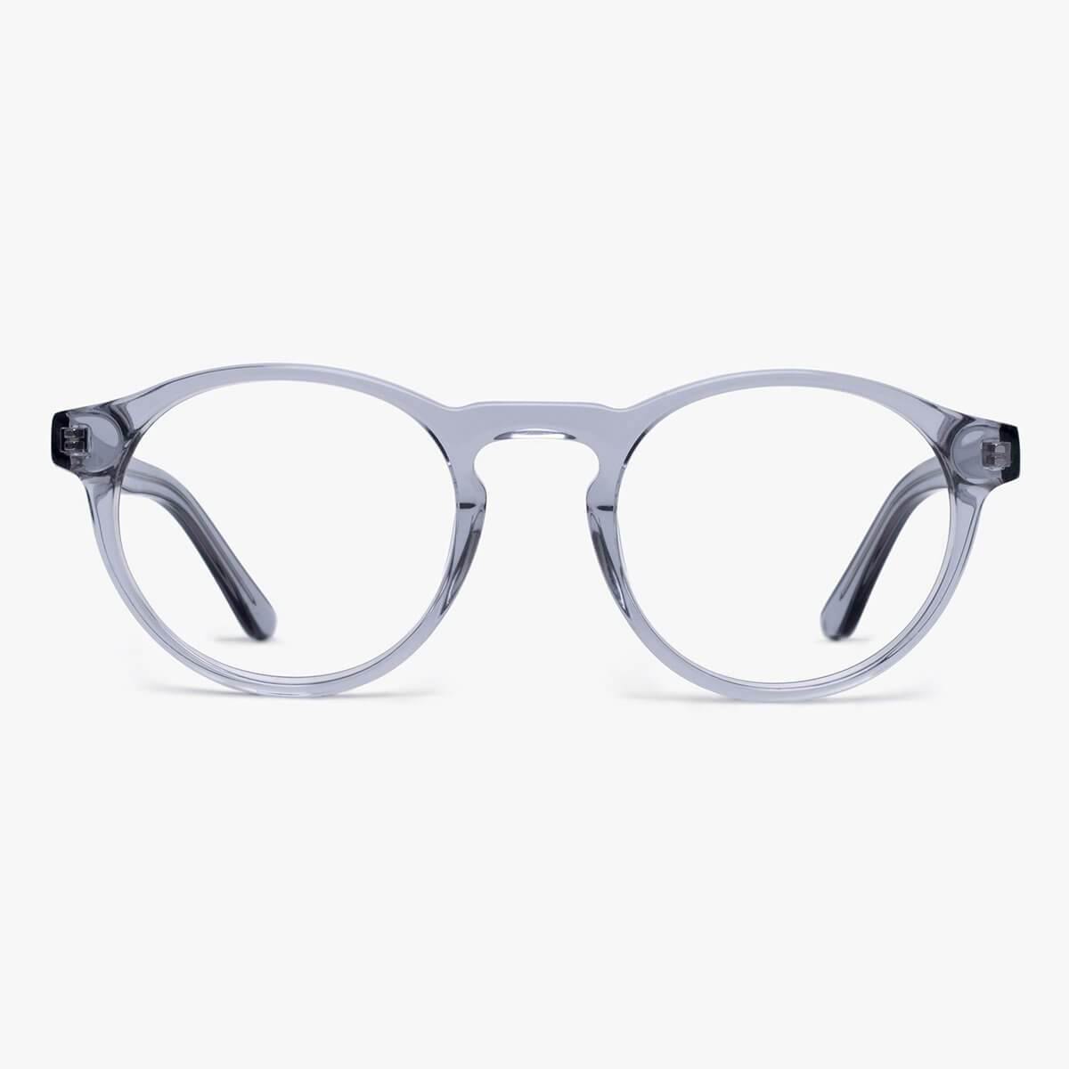Luxreaders stylish Men's Trondheim Crystal Grey Reading glasses. Made from Acetate in a Round shape.