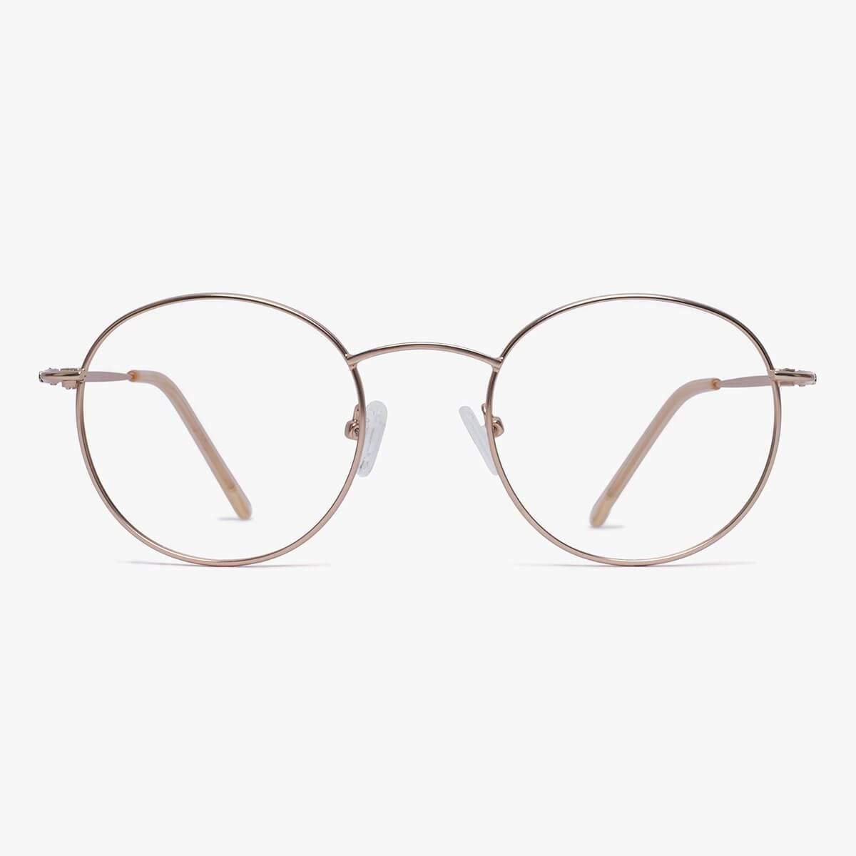 Luxreaders stylish Women's Tromsø Gold Reading glasses. Made from Stainless steel in a Round shape.