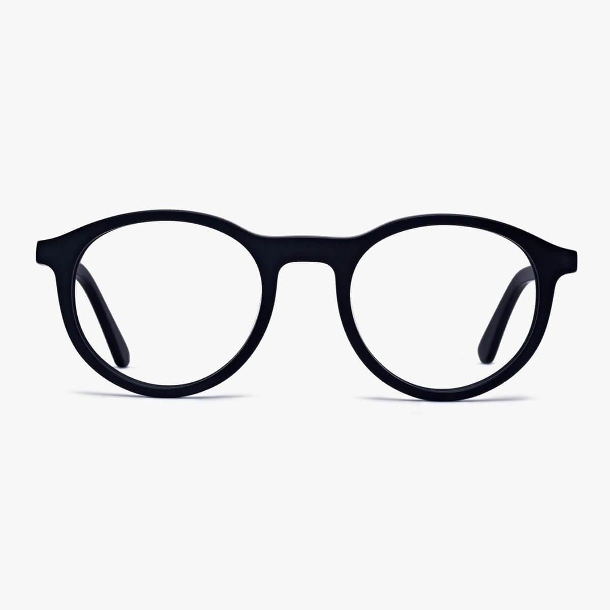 Luxreaders stylish Men's Løkken Black Reading glasses. Made from Acetate in a Round shape.