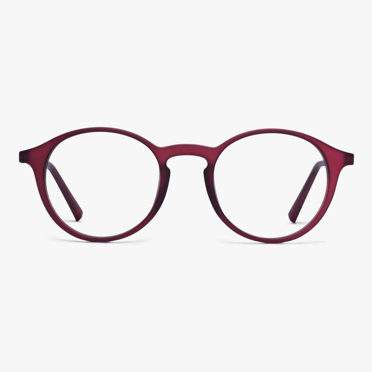 Luxreaders stylish Læsø Red Reading glasses. Made from Rubber in a Round shape.