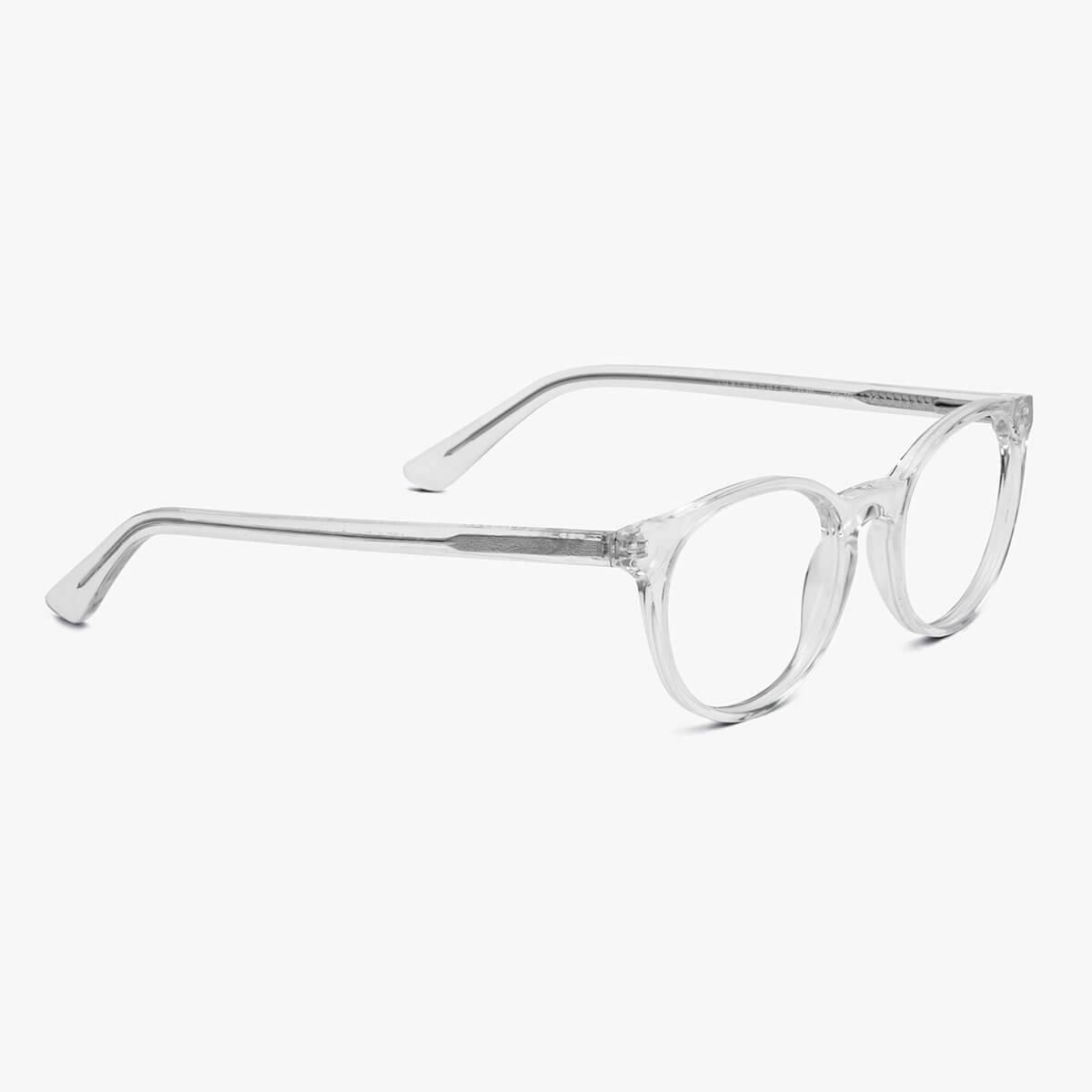 Luxreaders stylish Men's Örebro Crystal White Blue light glasses. Made from Acetate in a Iconic shape.