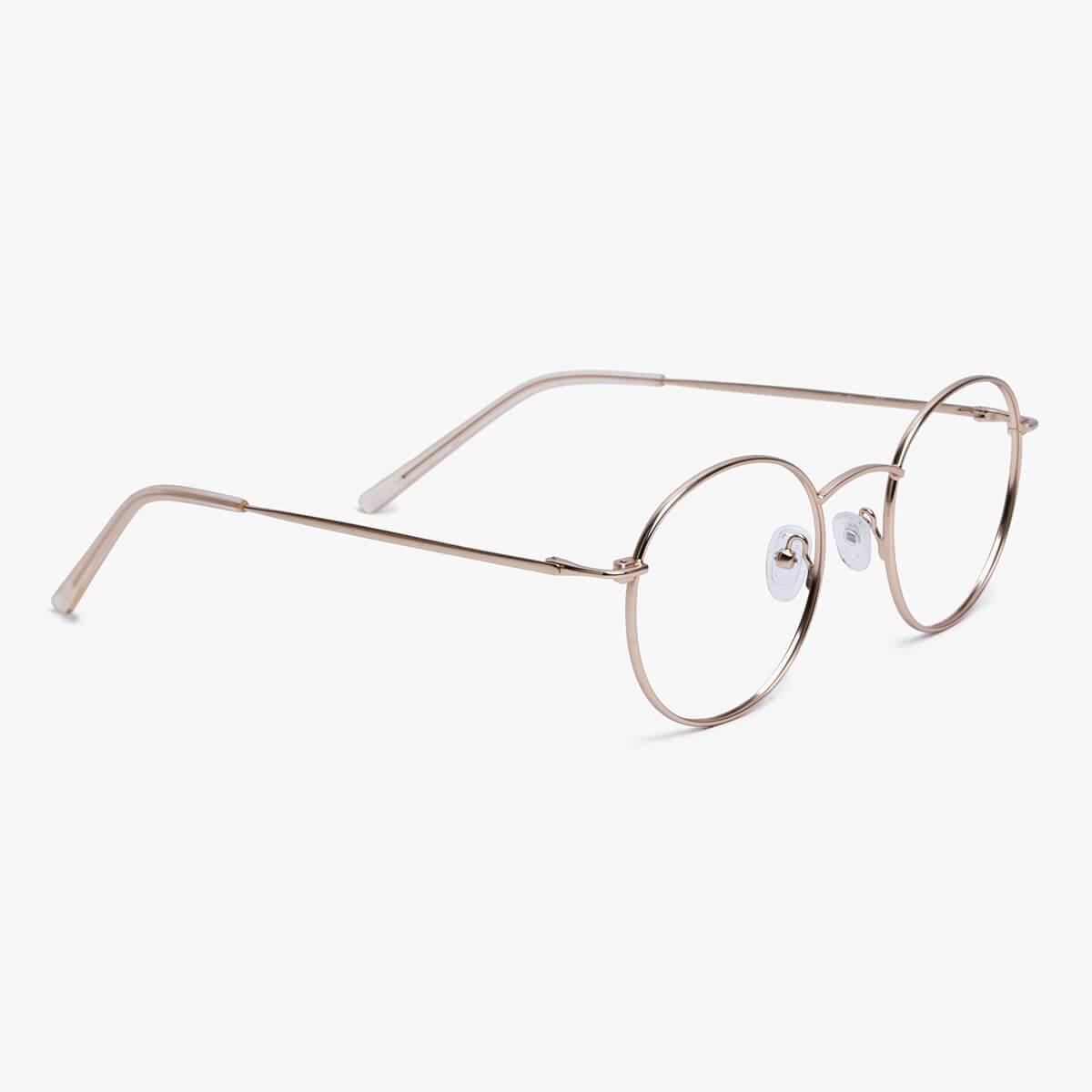 Luxreaders stylish Tromsø Gold Blue light glasses. Made from Stainless steel in a Round shape.