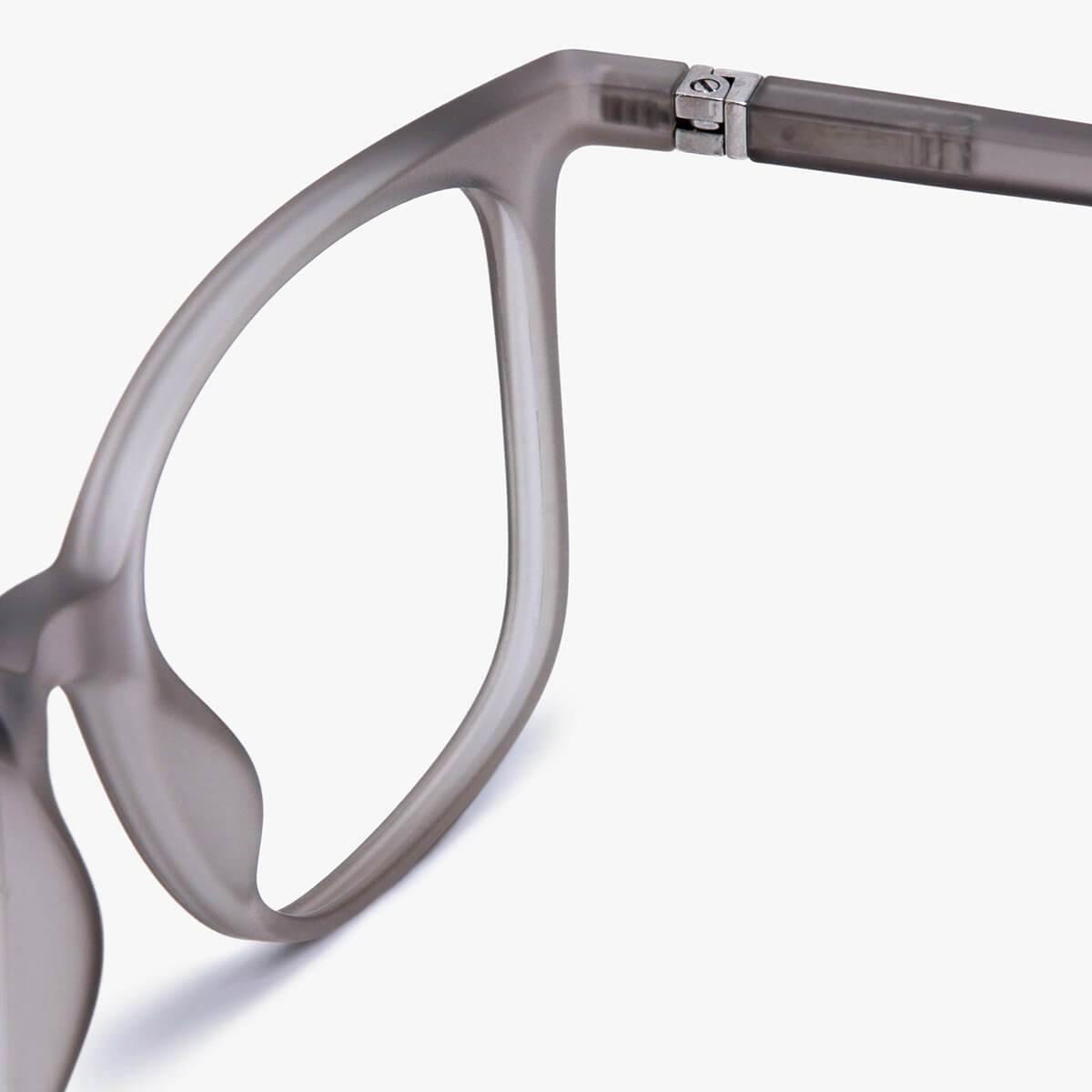 Luxreaders stylish Fyn Grey Blue light glasses. Made from Rubber in a Square shape.
