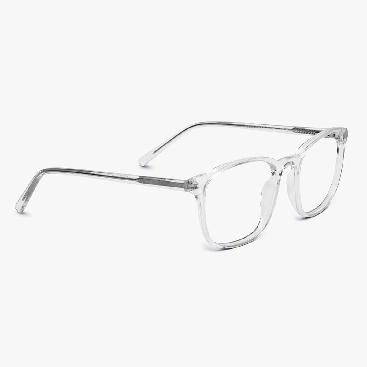 Crystal white rectangular reading glasses with clear frames