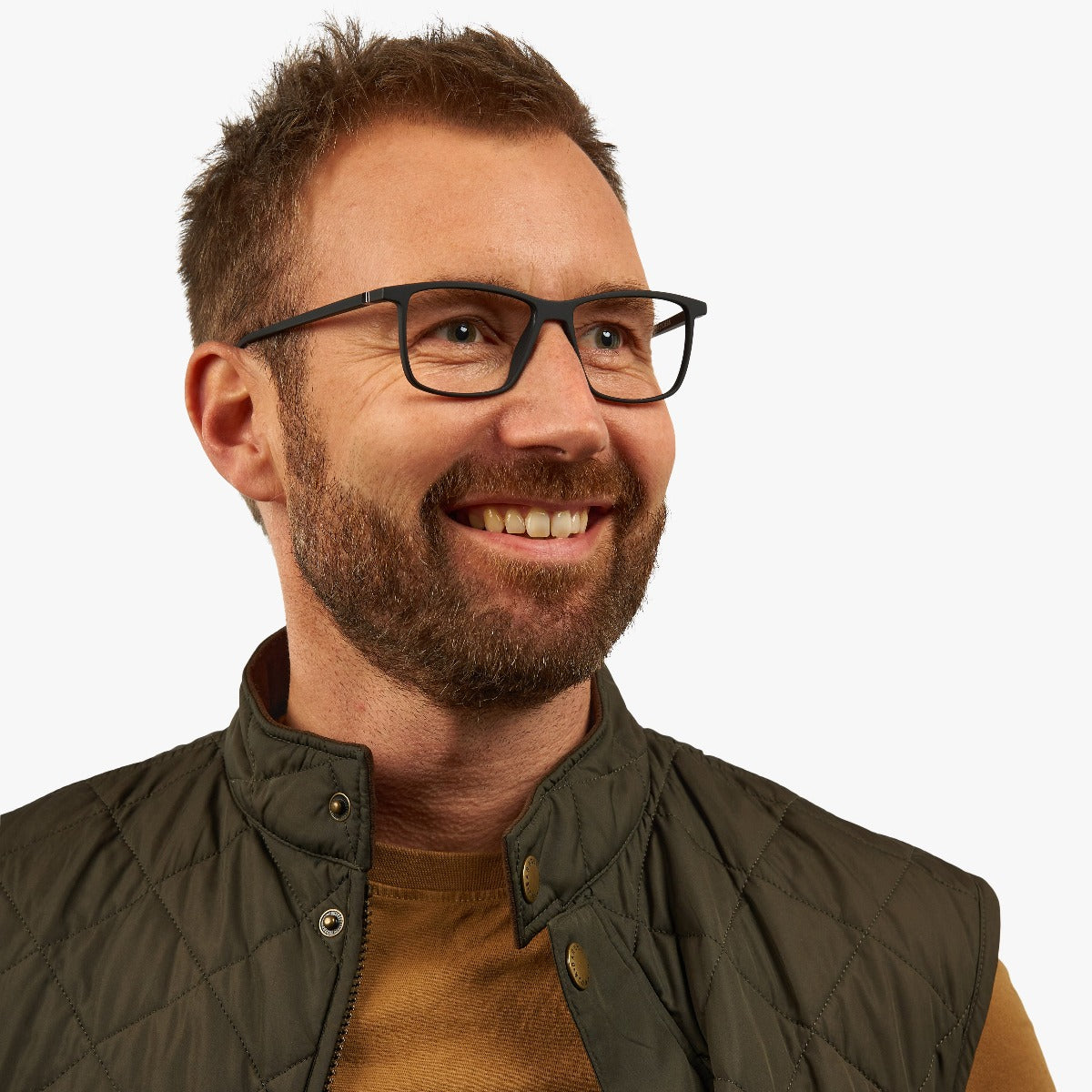 Person wearing København Black rectangular glasses