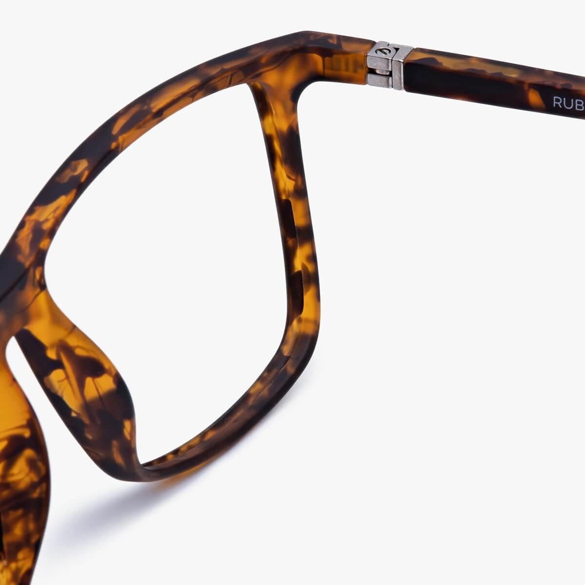 Close-up of København Turtle tortoiseshell glasses frame
