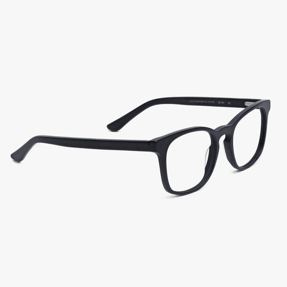 Men's Bornholm Black rectangular glasses with Luxreaders branding