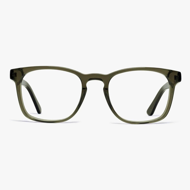 Men's Bornholm Shiny Olive square-frame reading glasses