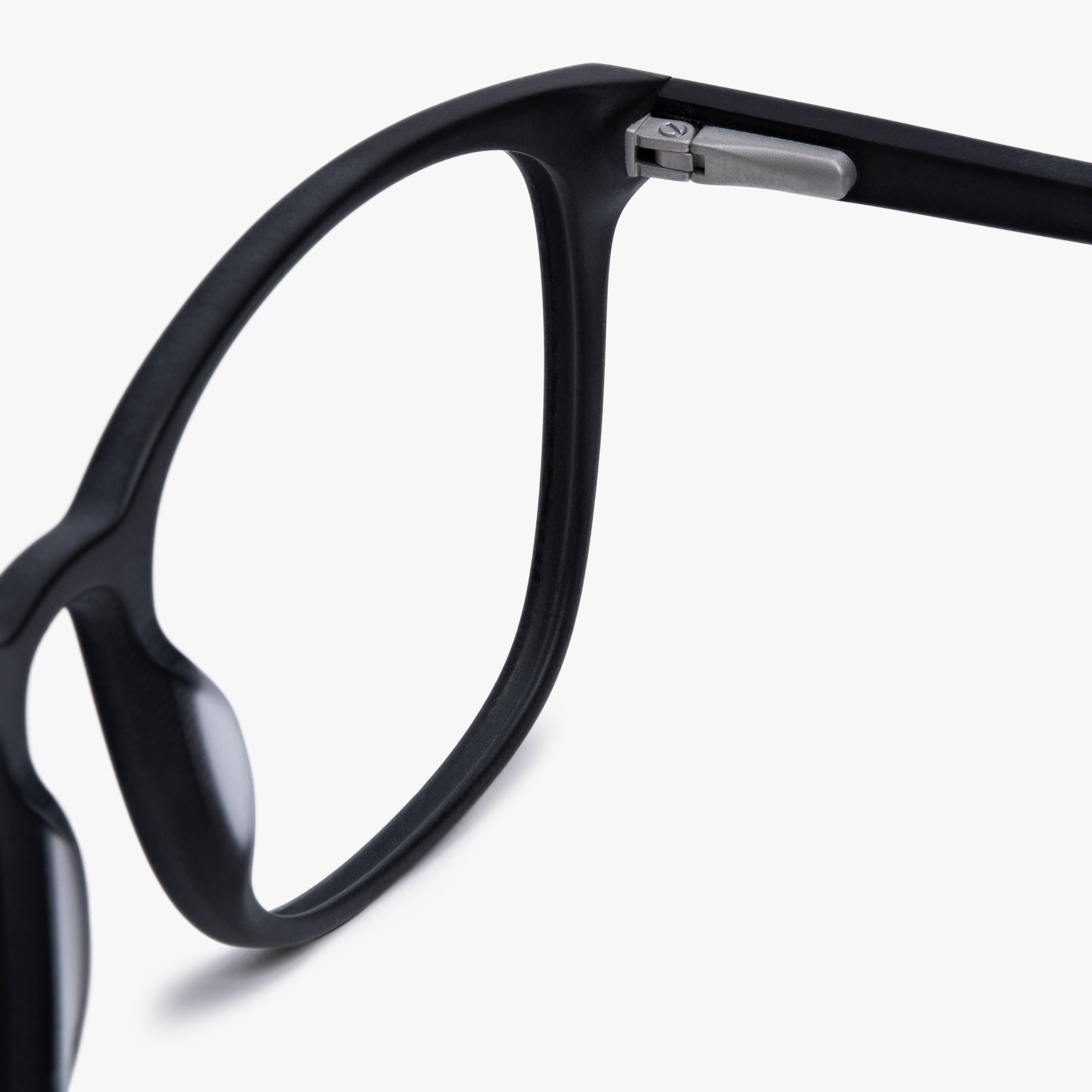 Close-up of men's Ebeltoft black glasses with matte finish