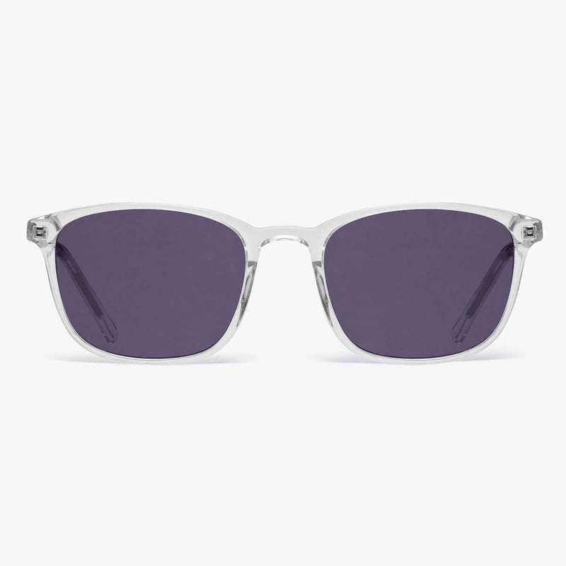 Men's Ebeltoft Crystal White sunglasses with clear frames and dark lenses