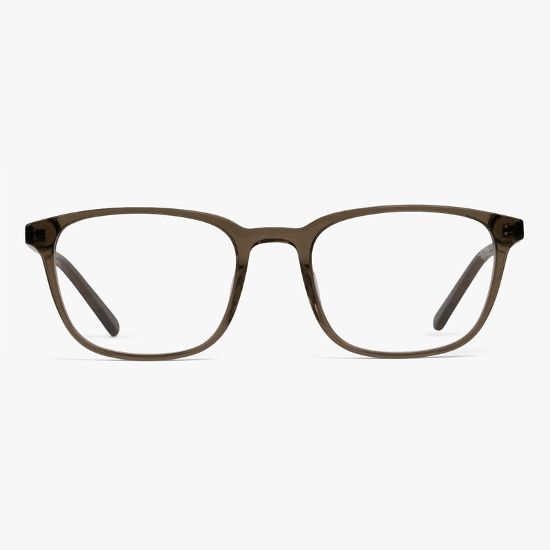 Men's Ebeltoft Shiny Olive square glasses with wide frames