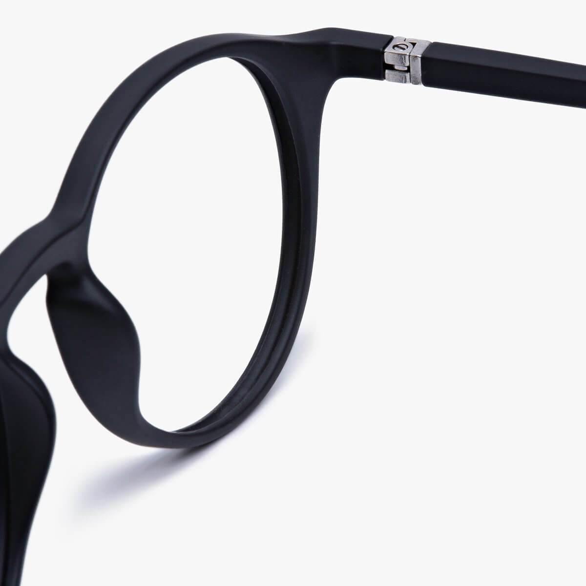 Close-up of Men's Læsø Black glasses frame with matte black finish