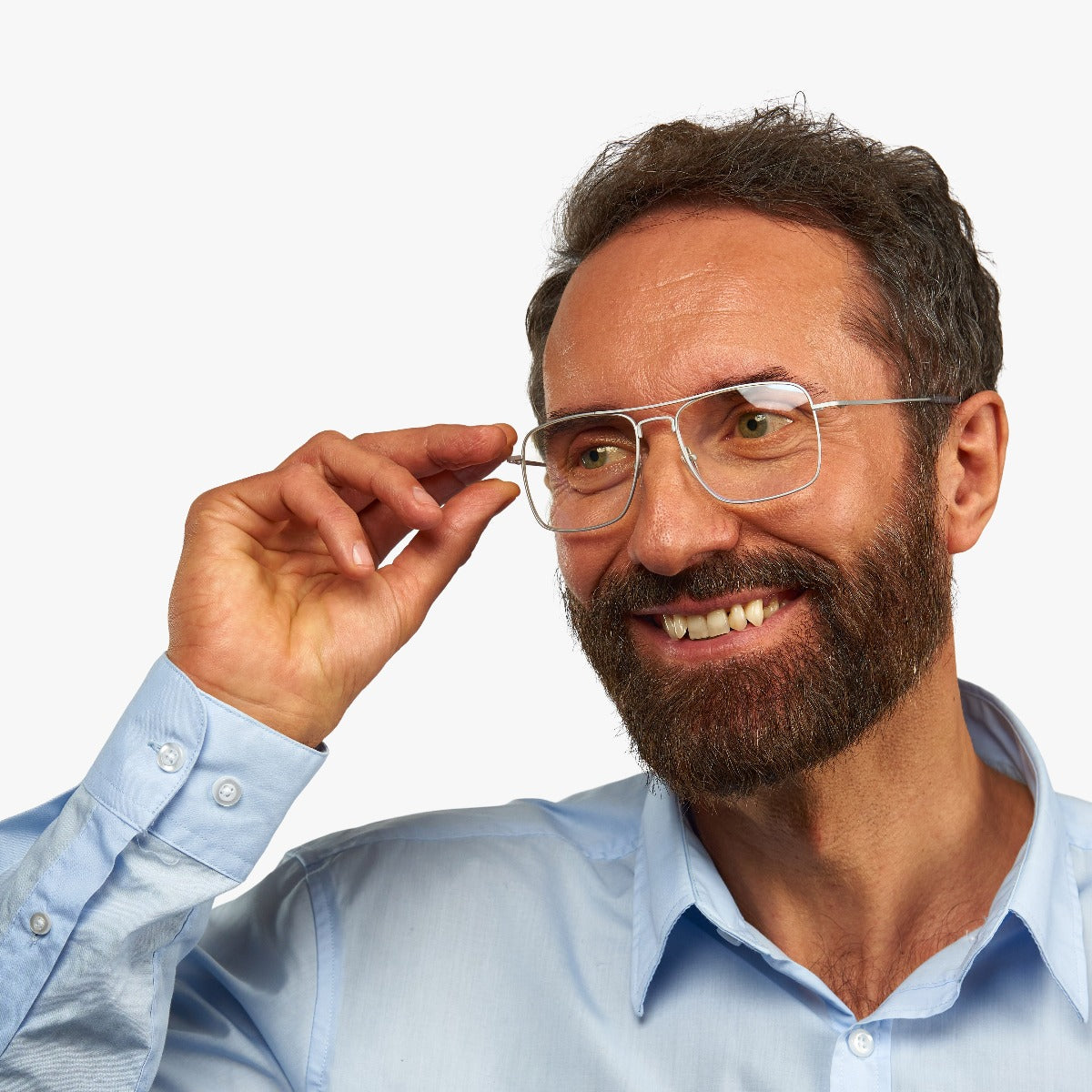 Person wearing Men's Lidköping Steel glasses