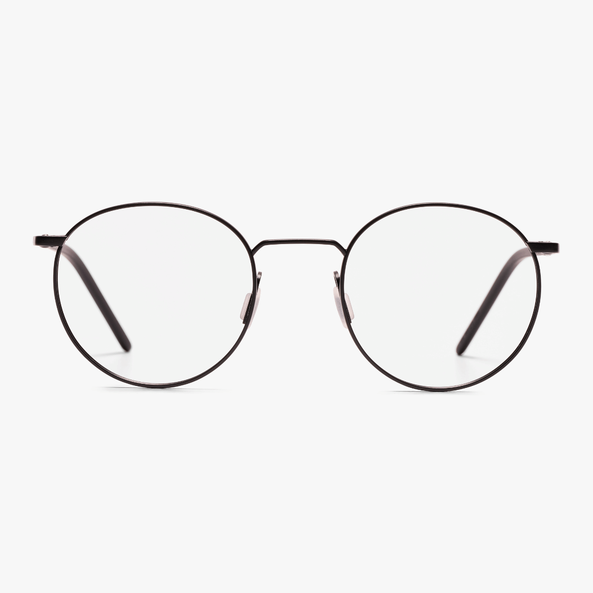 Black round metal glasses with thin temples