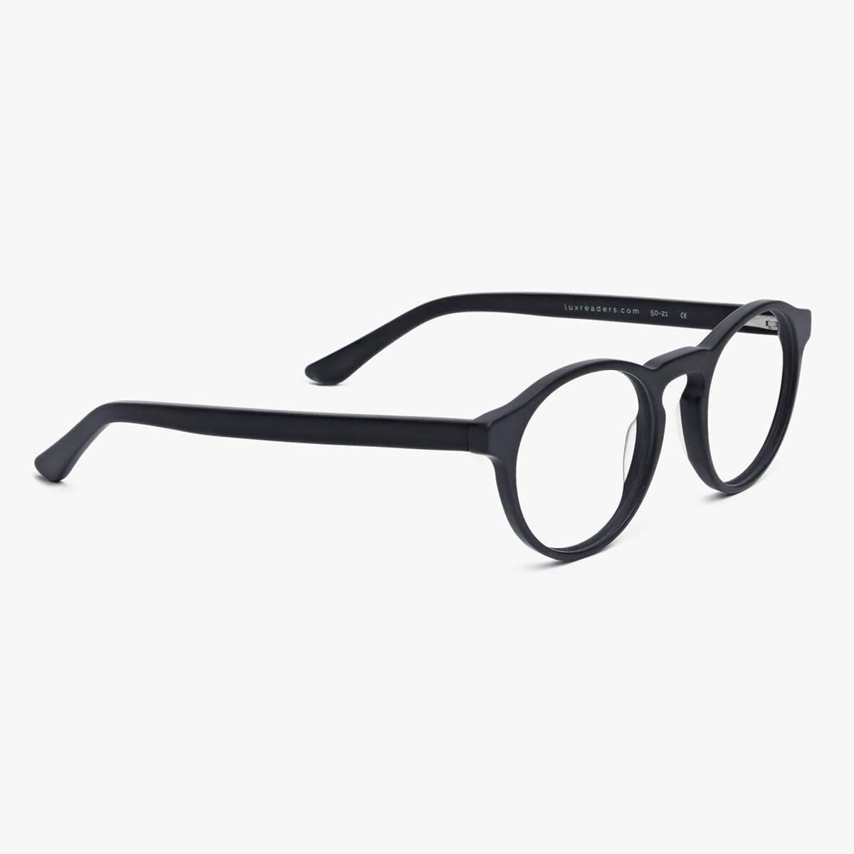 Men's Trondheim Black round black reading glasses by Luxreaders