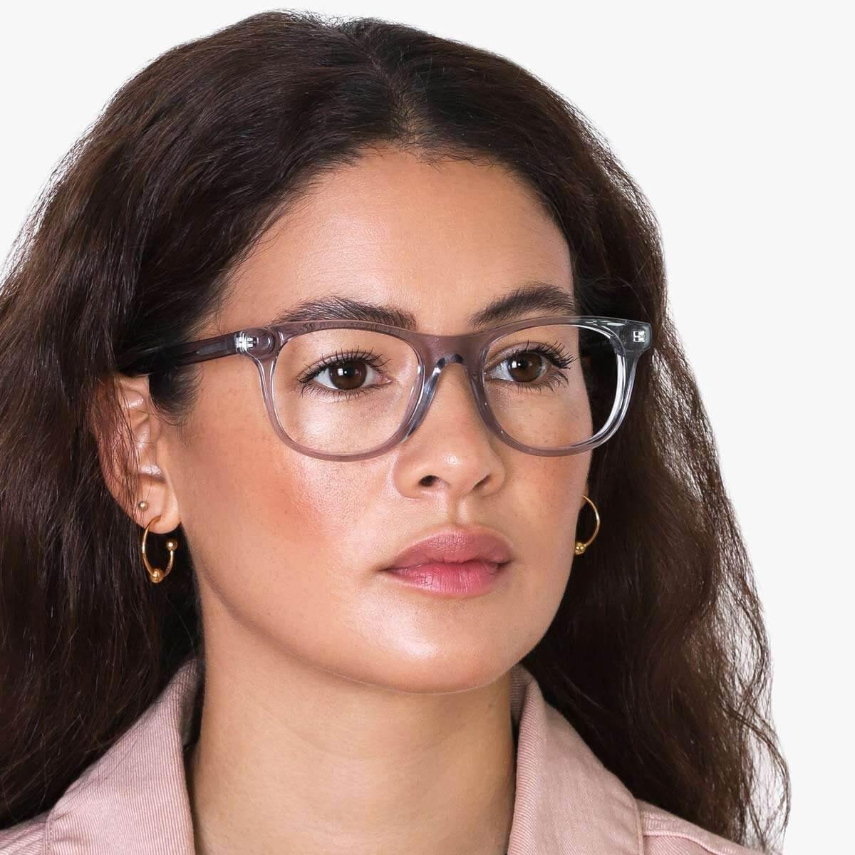 Luxreaders stylish Women's Malmö Crystal Grey Reading glasses. Made from Acetate in a Square shape.
