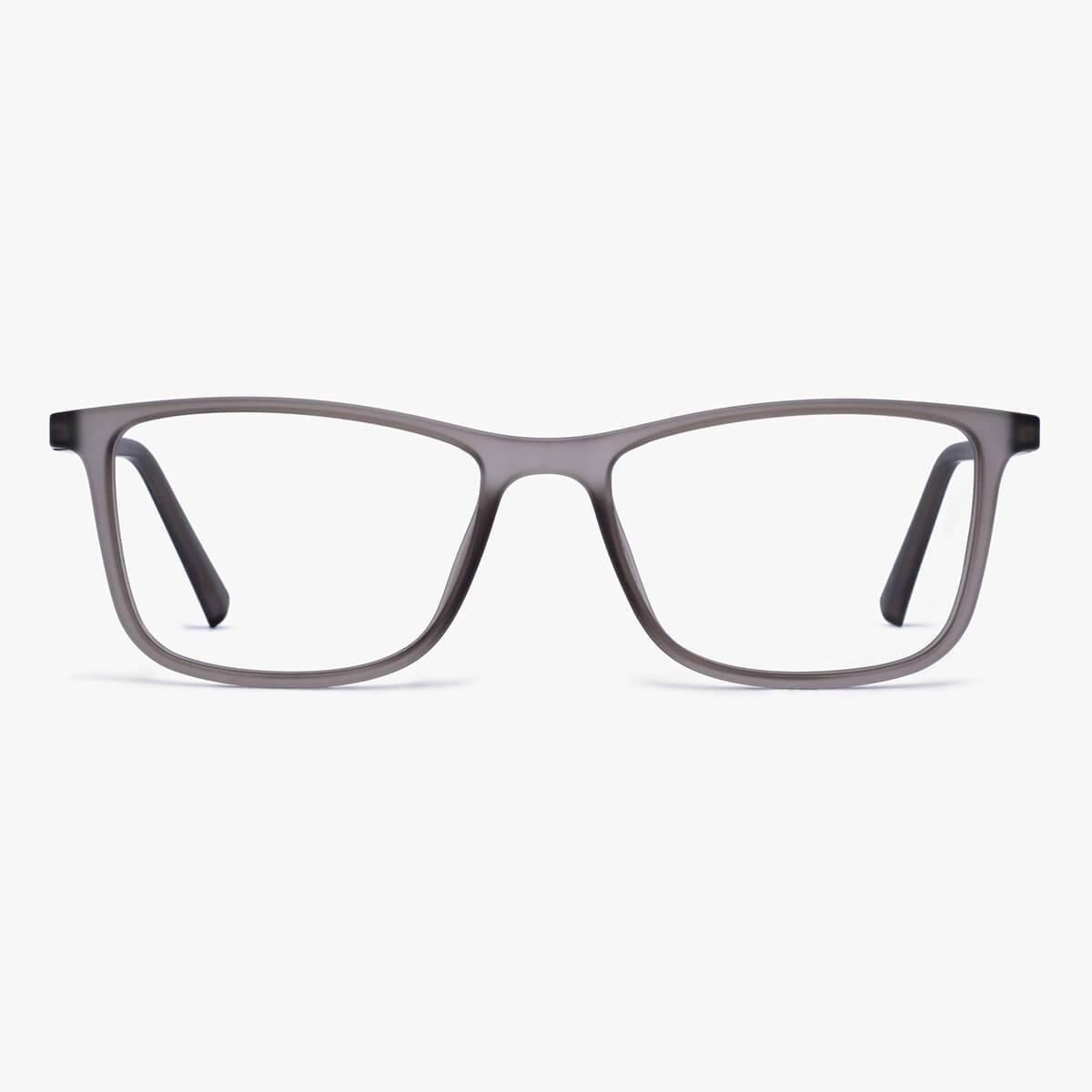 Rectangular grey reading glasses with sleek design