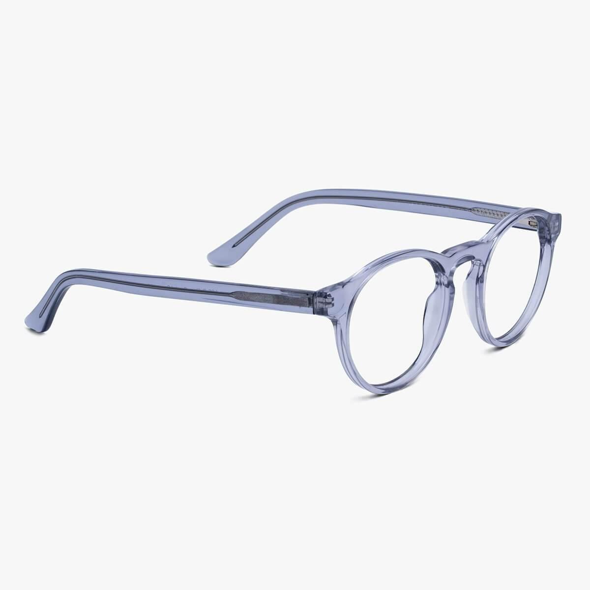 Round crystal grey reading glasses from Luxreaders