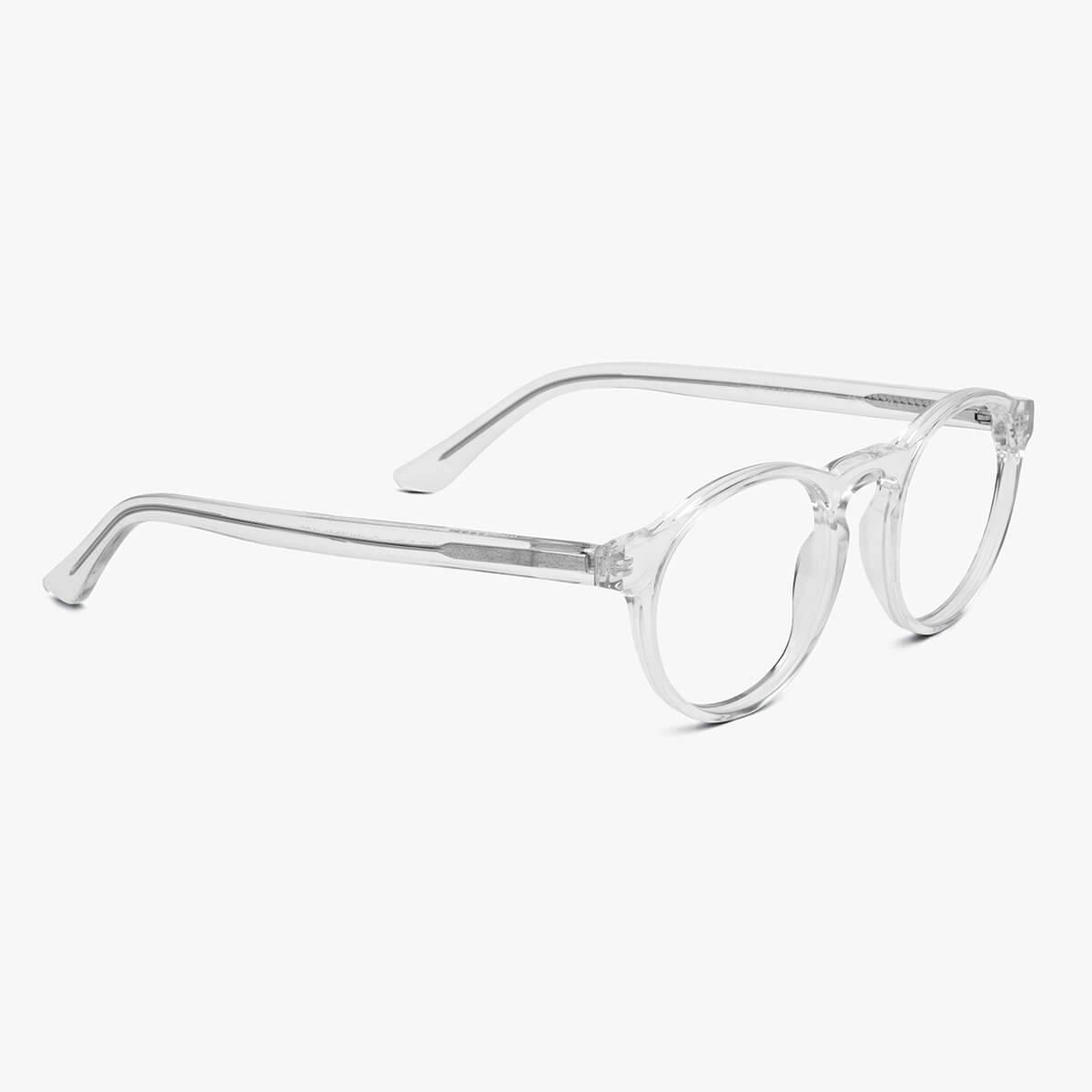 Trondheim Crystal White round reading glasses with clear frames