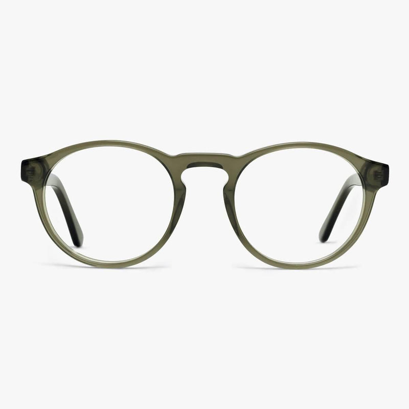 Trondheim Shiny Olive round olive green eyeglasses frame