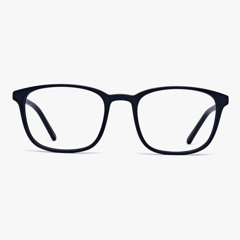 Black rectangular eyeglasses with a sleek design