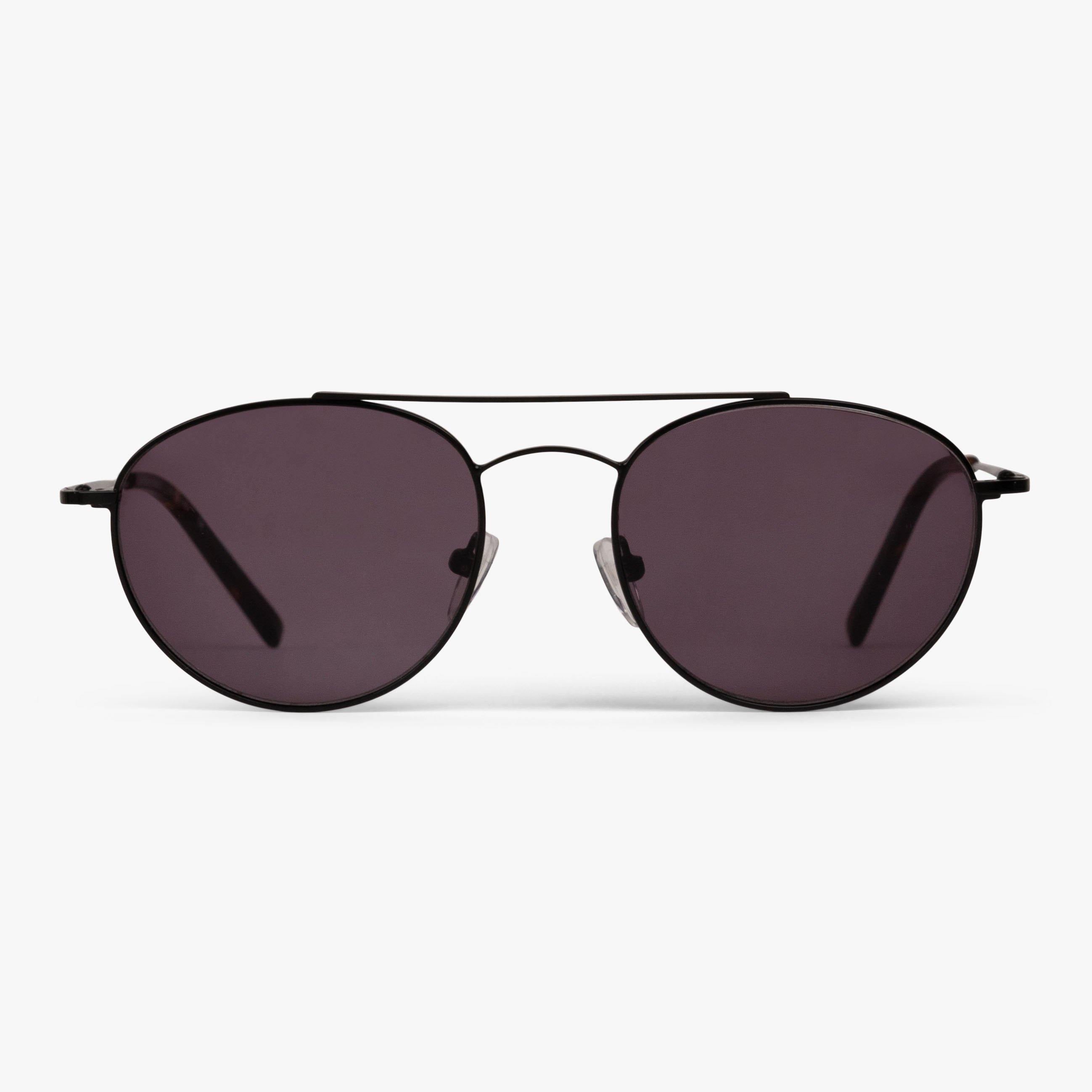 Göteborg black sunglasses with round lenses and thin frame