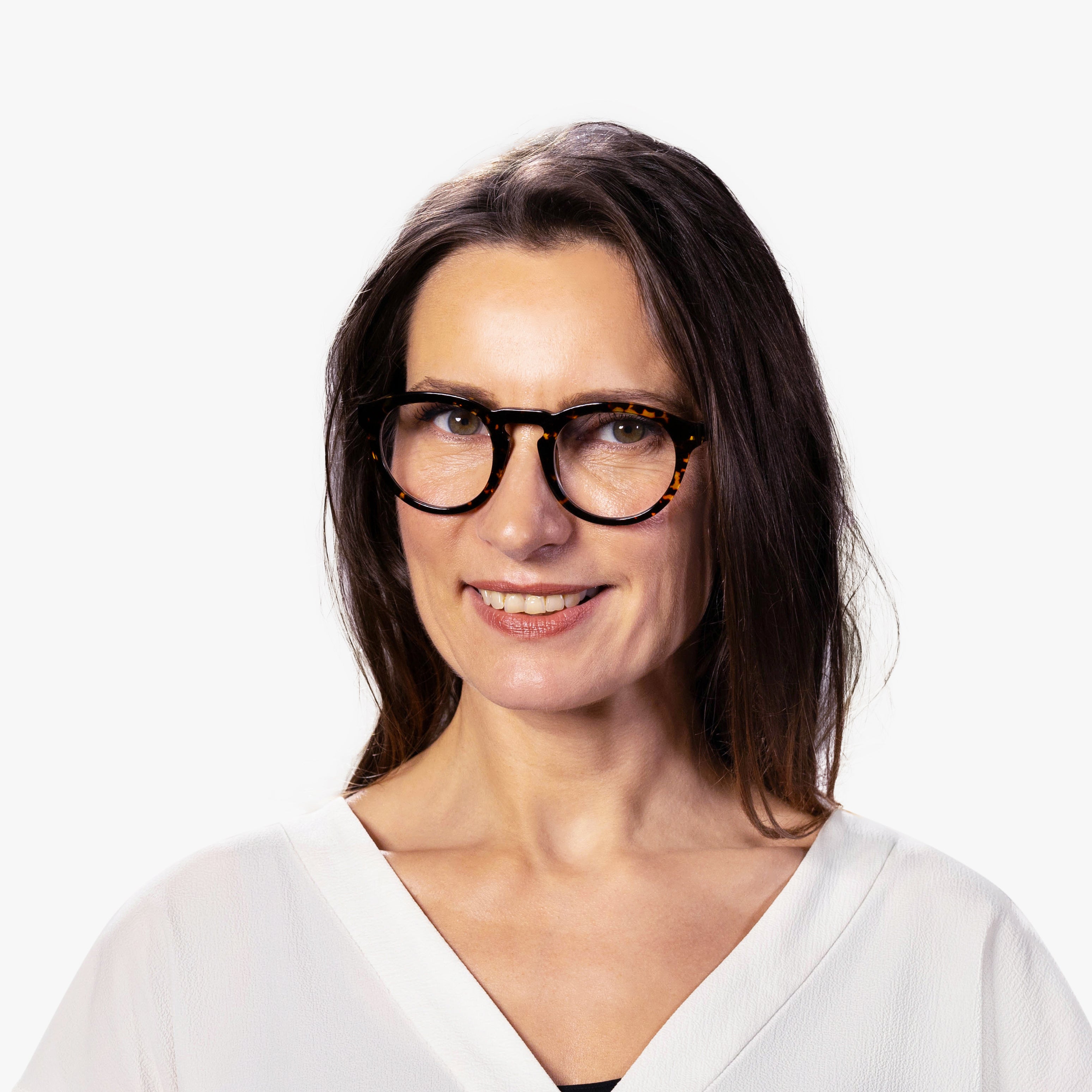 Person wearing Women's Gråsten Dark Turtle glasses