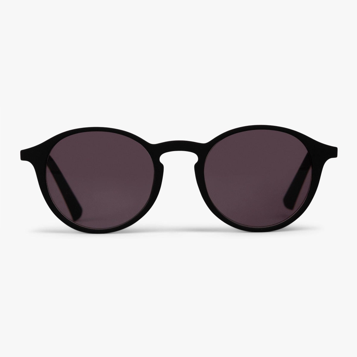 Women's Læsø black round sunglasses with dark lenses