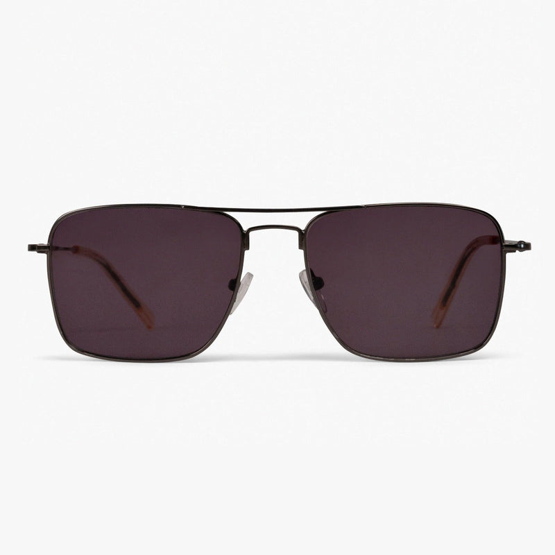 Women's Lidköping Gun sunglasses with dark rectangular lenses and metal frame