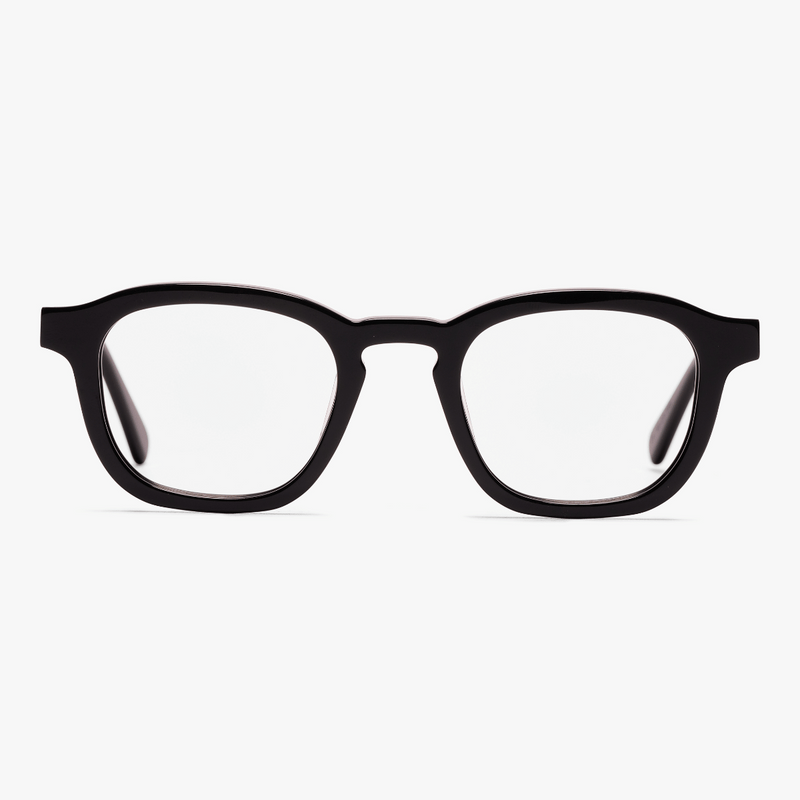 Women's black square glasses with a sleek frame