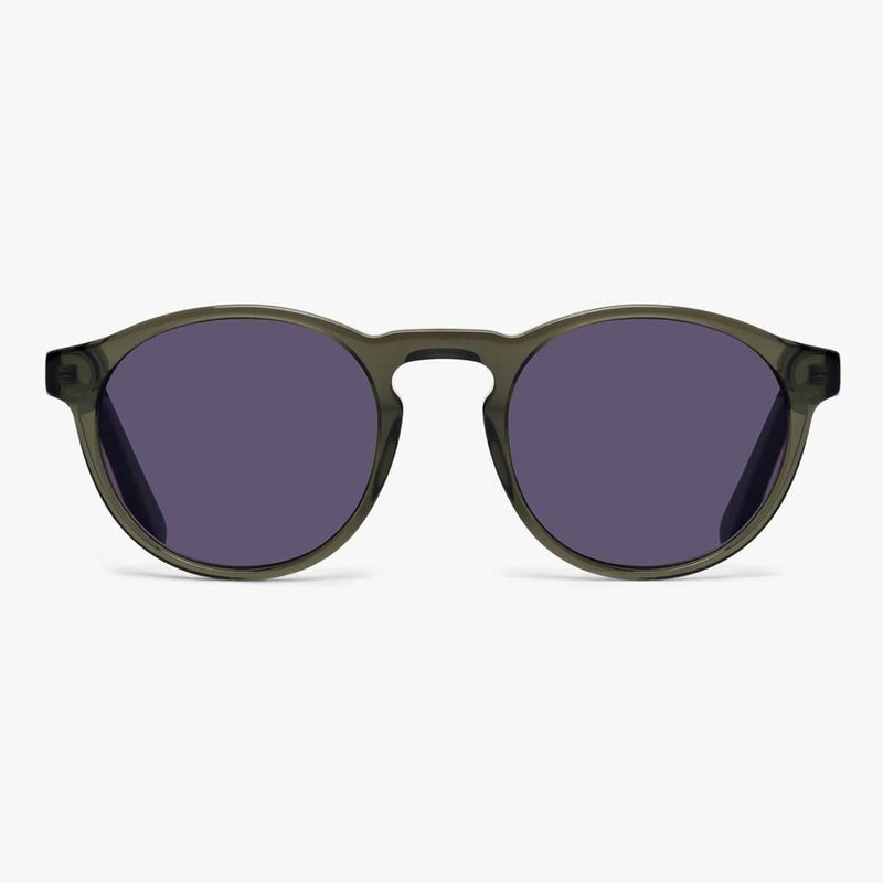 Women's Trondheim Shiny Olive sunglasses with round frames
