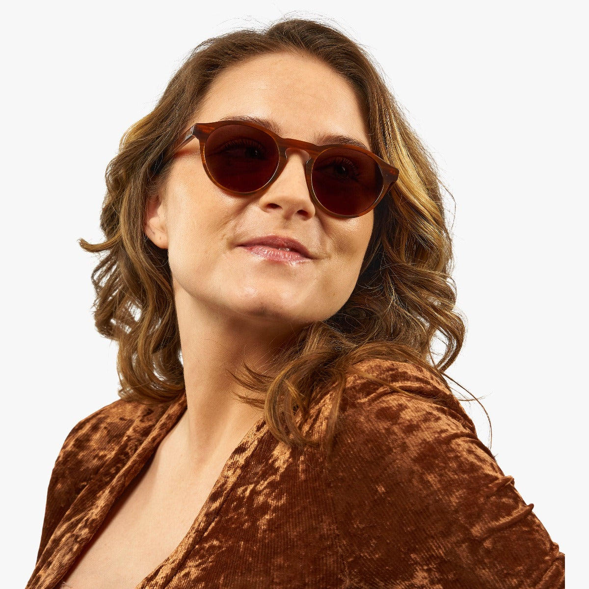 Person wearing Women's Trondheim Shiny Walnut sunglasses